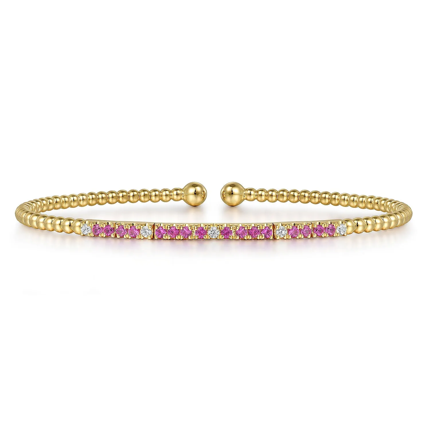 14KY Diamond & Pink Sapphire Split Cuff