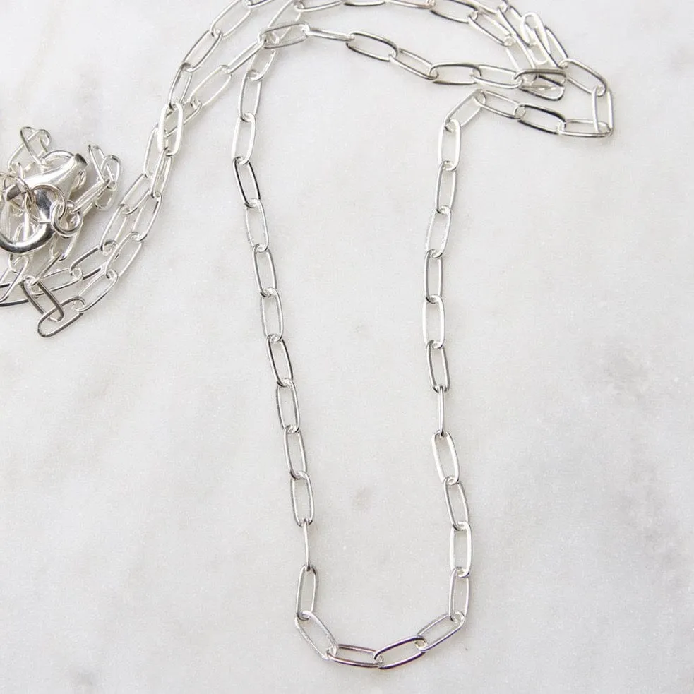 18" Sterling Silver Flat Drawn Cable Chain