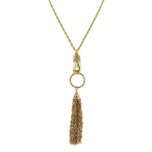 1928 Jewelry Gold Hand And Tassel Necklace 30"