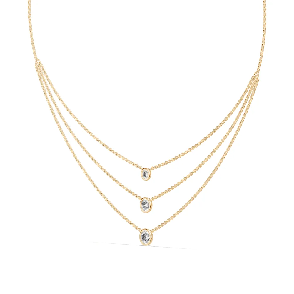 3 Layer Bezel Necklace with 1.00ct of Laboratory Grown Diamonds in 9ct Yellow Gold