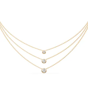 3 Layer Bezel Necklace with 1.00ct of Laboratory Grown Diamonds in 9ct Yellow Gold