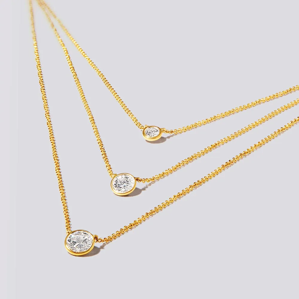 3 Layer Bezel Necklace with 1.00ct of Laboratory Grown Diamonds in 9ct Yellow Gold