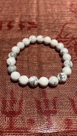 8MM White Howlite Bead Bracelet