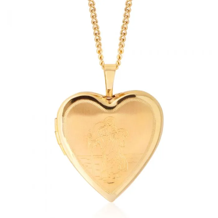 9ct Yellow Gold 20mm Heart Locket Pendant