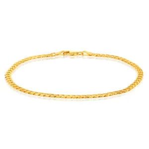 9ct Yellow Gold Concave Extra Flat 80Gauge 3mm Curb 19cm Bracelet