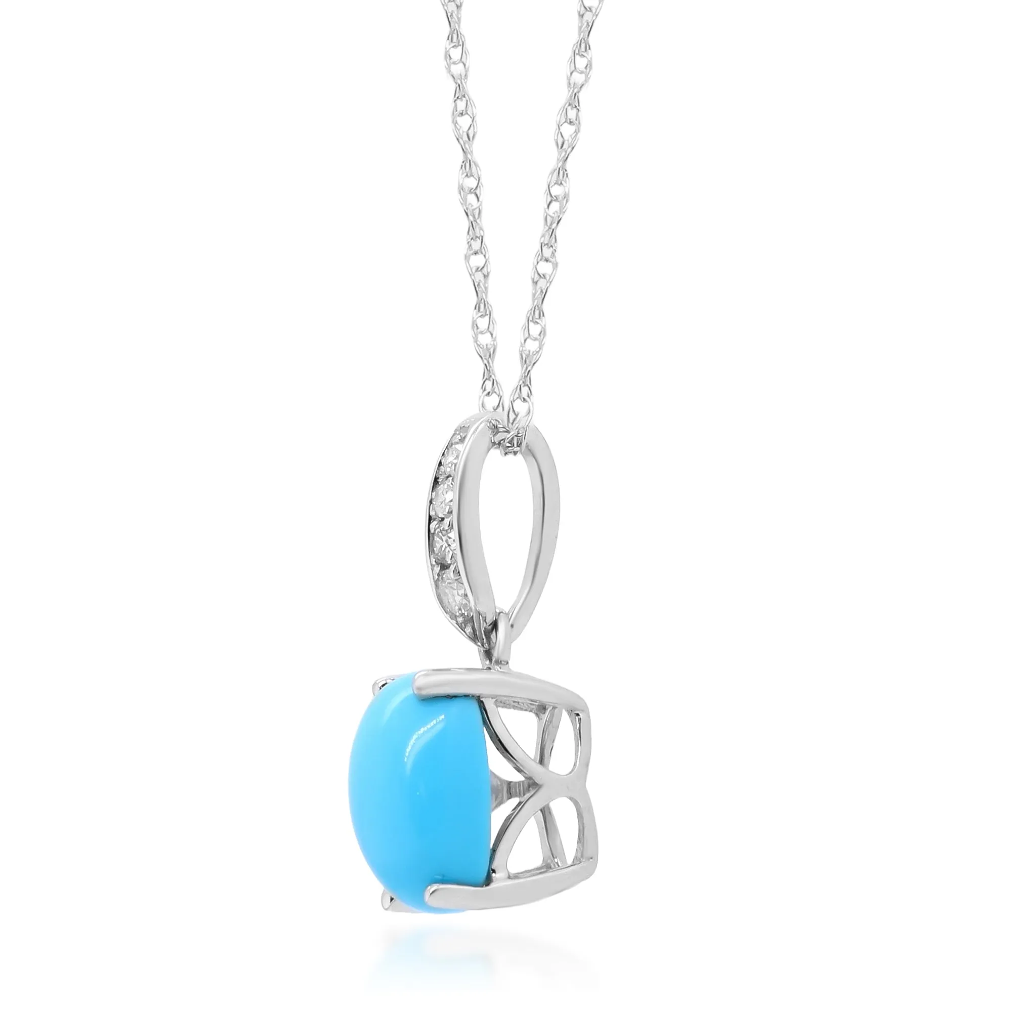 Adelina 10K White Gold Cushion-Cab Arizona Turquoise Pendant