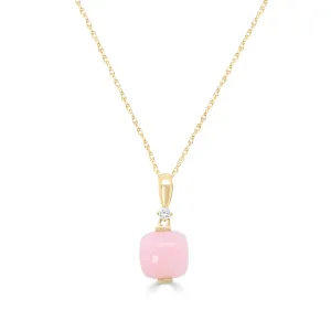 Alanna 10K Yellow Gold Cushion-Cut Peruvian Pink Opal Pendant