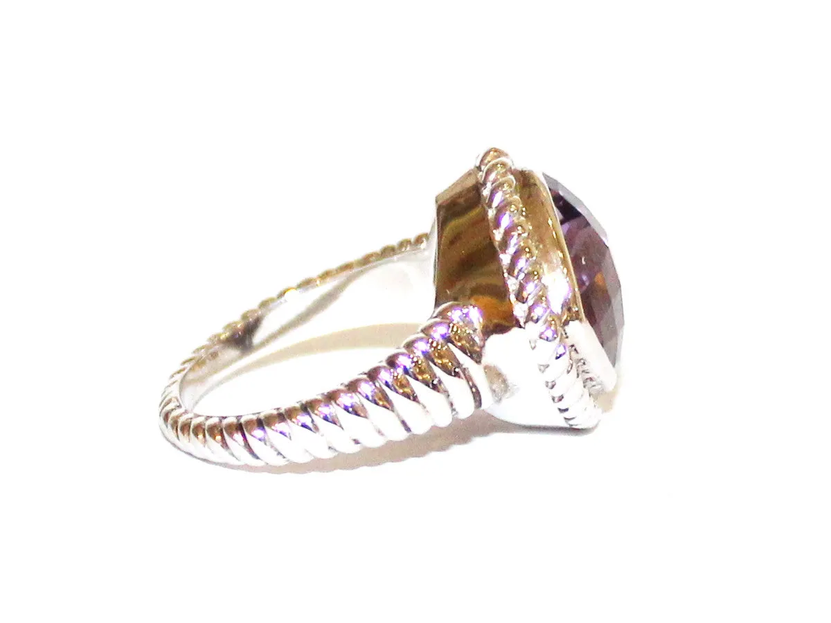 Amethyst Rope Silver Ring