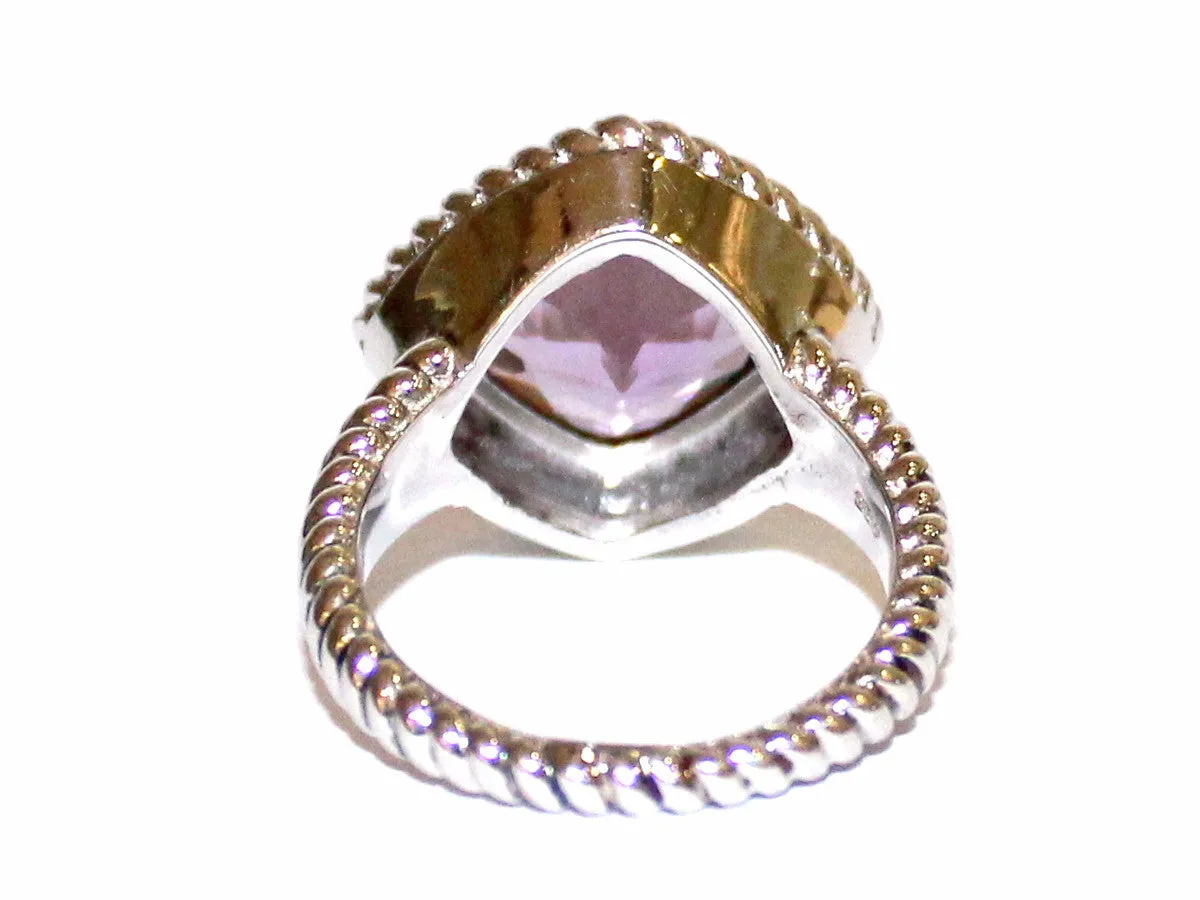 Amethyst Rope Silver Ring