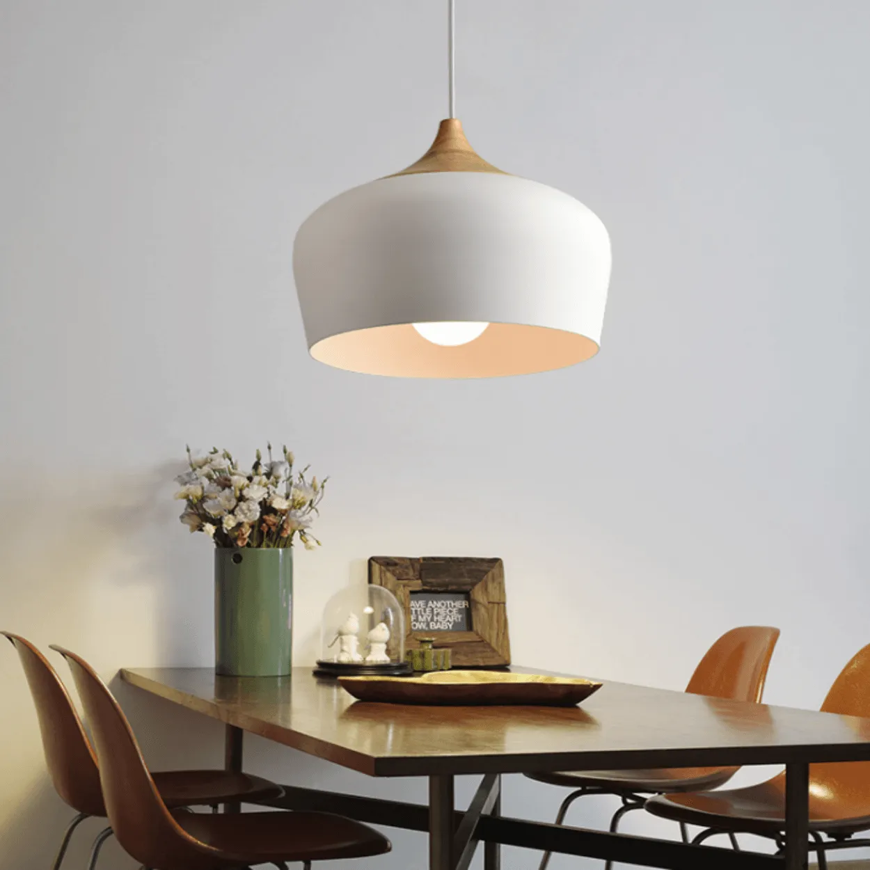 ANKUR MODERN NORDIC DOME WITH NATURAL WOOD PENDANT LIGHT