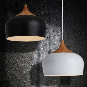 ANKUR MODERN NORDIC DOME WITH NATURAL WOOD PENDANT LIGHT