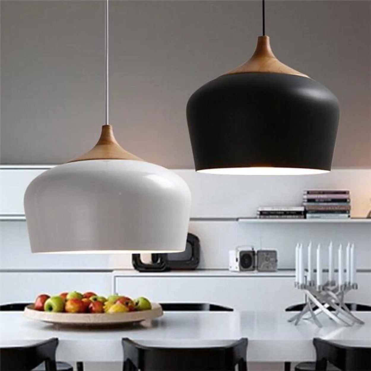 ANKUR MODERN NORDIC DOME WITH NATURAL WOOD PENDANT LIGHT