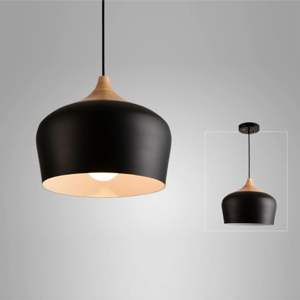 ANKUR MODERN NORDIC DOME WITH NATURAL WOOD PENDANT LIGHT