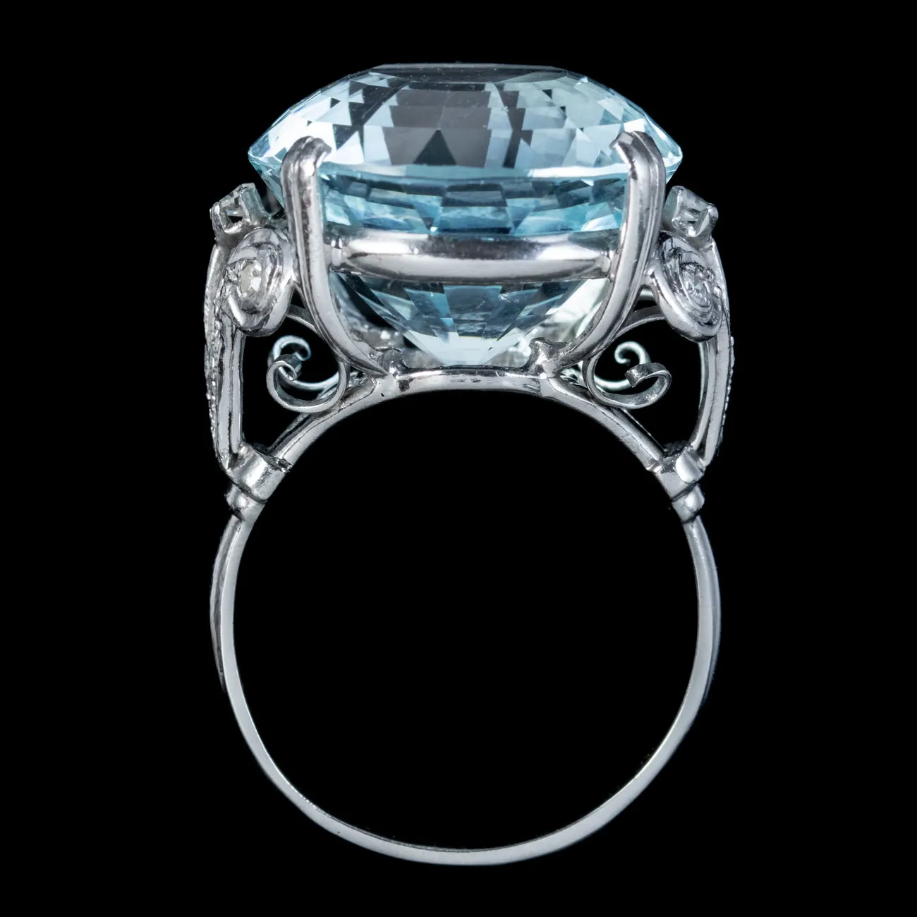 Antique Edwardian Aquamarine Diamond Cocktail Ring 16ct Aqua