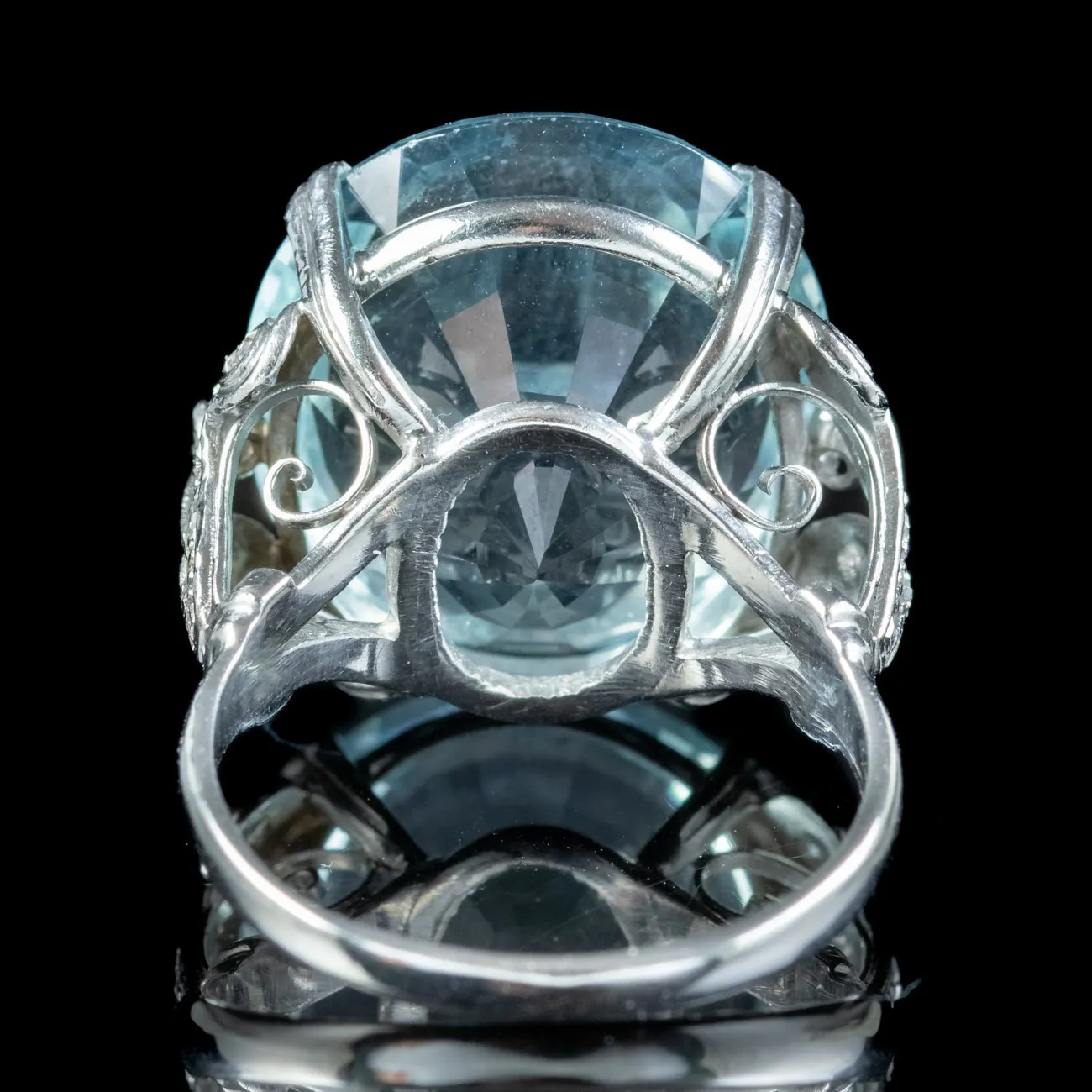 Antique Edwardian Aquamarine Diamond Cocktail Ring 16ct Aqua