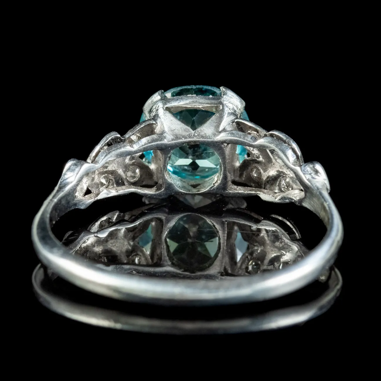 Antique Edwardian Blue Zircon Diamond Ring 1.50ct Zircon Circa 1905