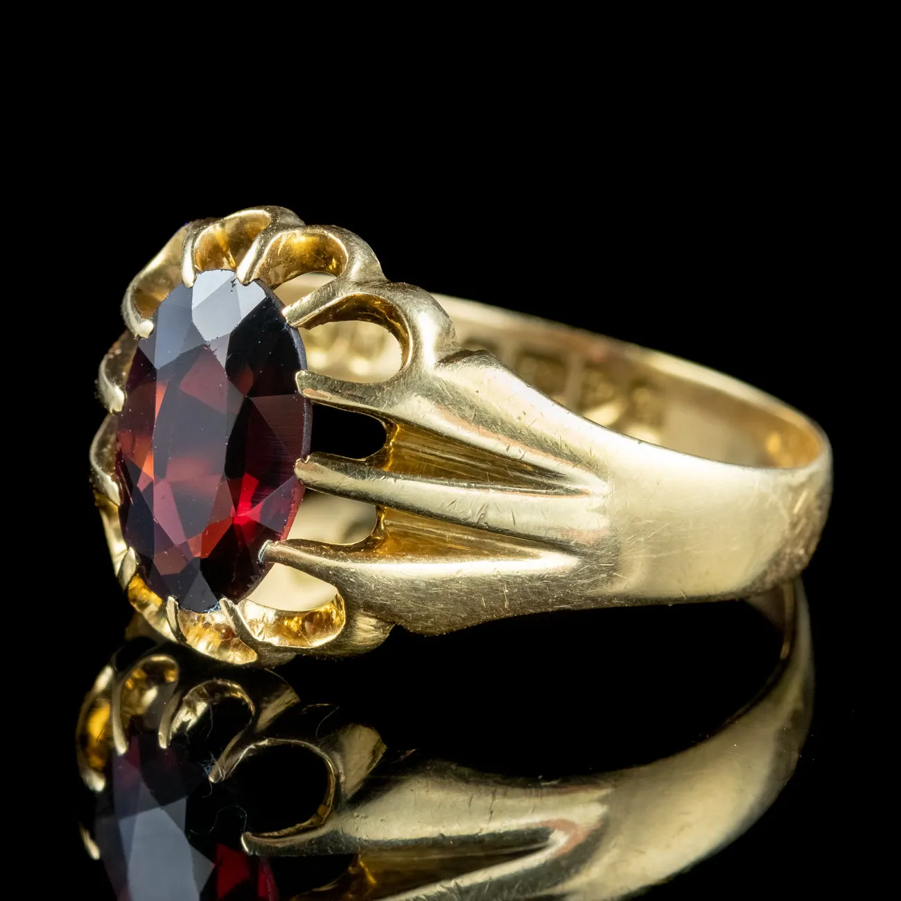 Antique Edwardian Garnet Signet Ring 3ct Garnet Dated 1915