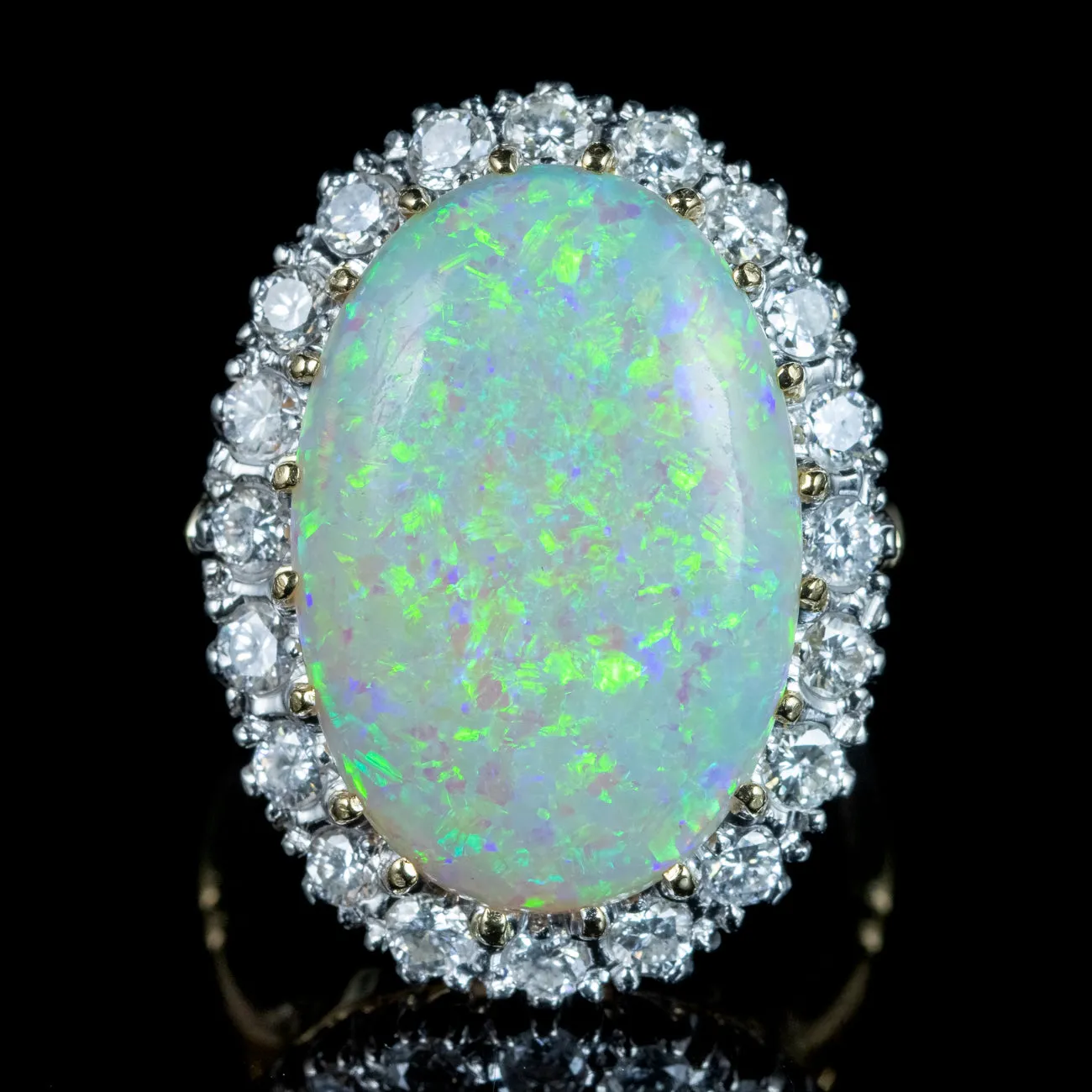 Antique Edwardian Opal Diamond Cluster Ring 20ct Opal