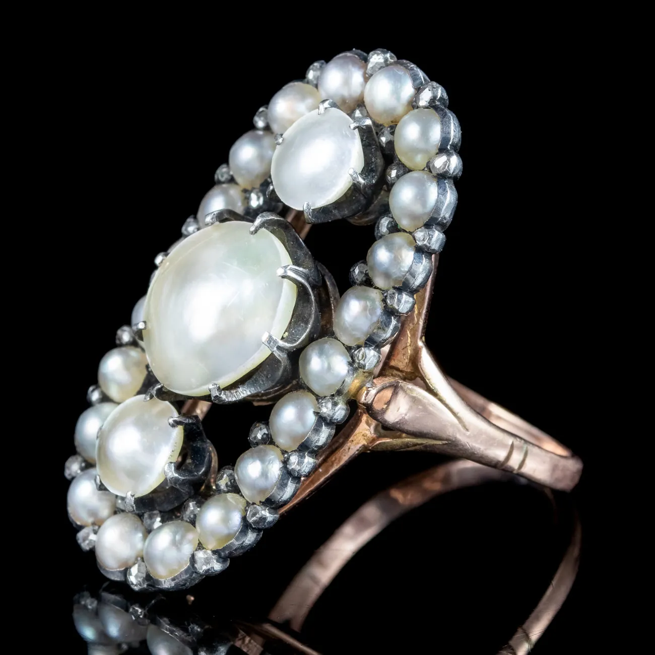 Antique Georgian Mother Of Pearl Diamond Cluster Ring