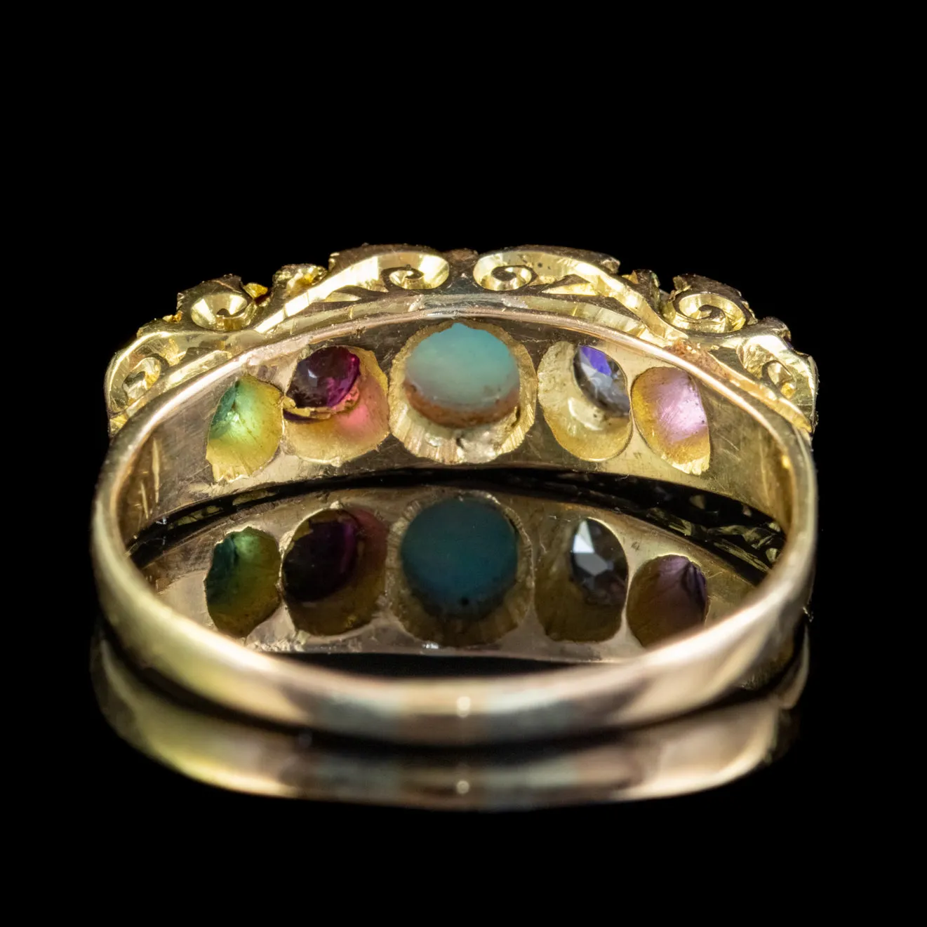 Antique Victorian Adore Gemstone Ring 18Ct Gold Circa 1900