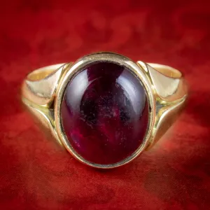 Antique Victorian Garnet Signet Ring 6ct Cabochon Dated 1874