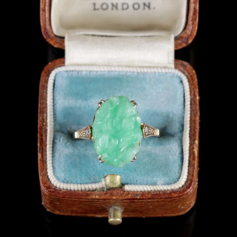 Antique Victorian Jade Ring Spinel 9Ct Gold Circa 1900