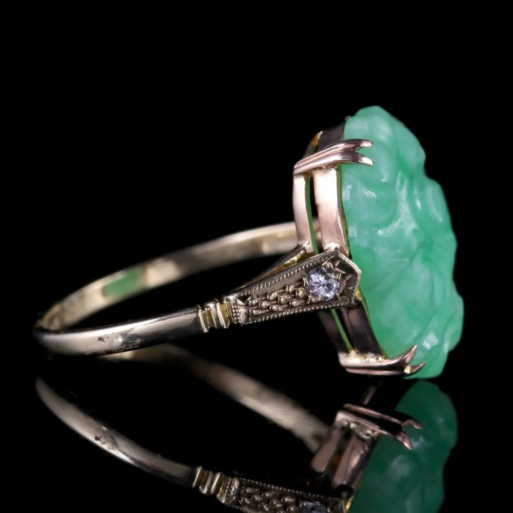 Antique Victorian Jade Ring Spinel 9Ct Gold Circa 1900