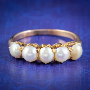 Antique Victorian Natural Pearl Ring 15ct Gold Circa 1900