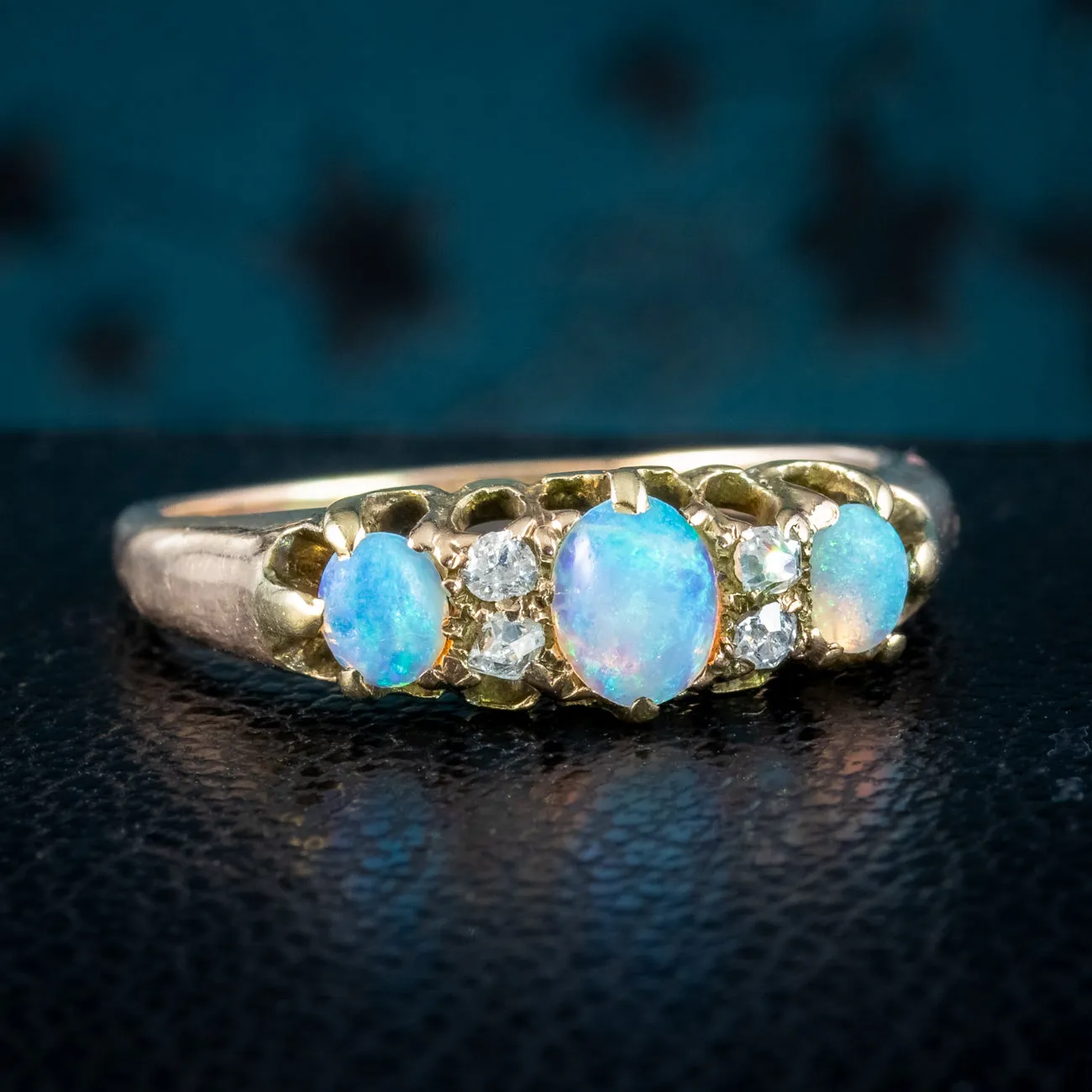 Antique Victorian Opal Diamond Ring 0.45ct Opal