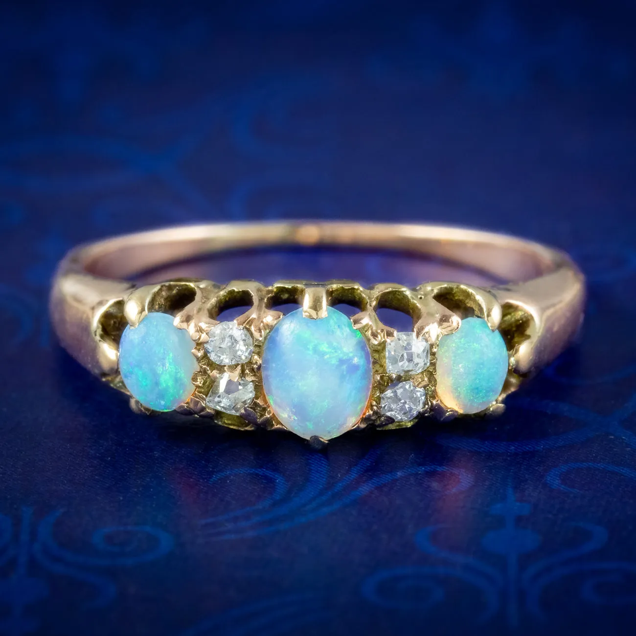 Antique Victorian Opal Diamond Ring 0.45ct Opal