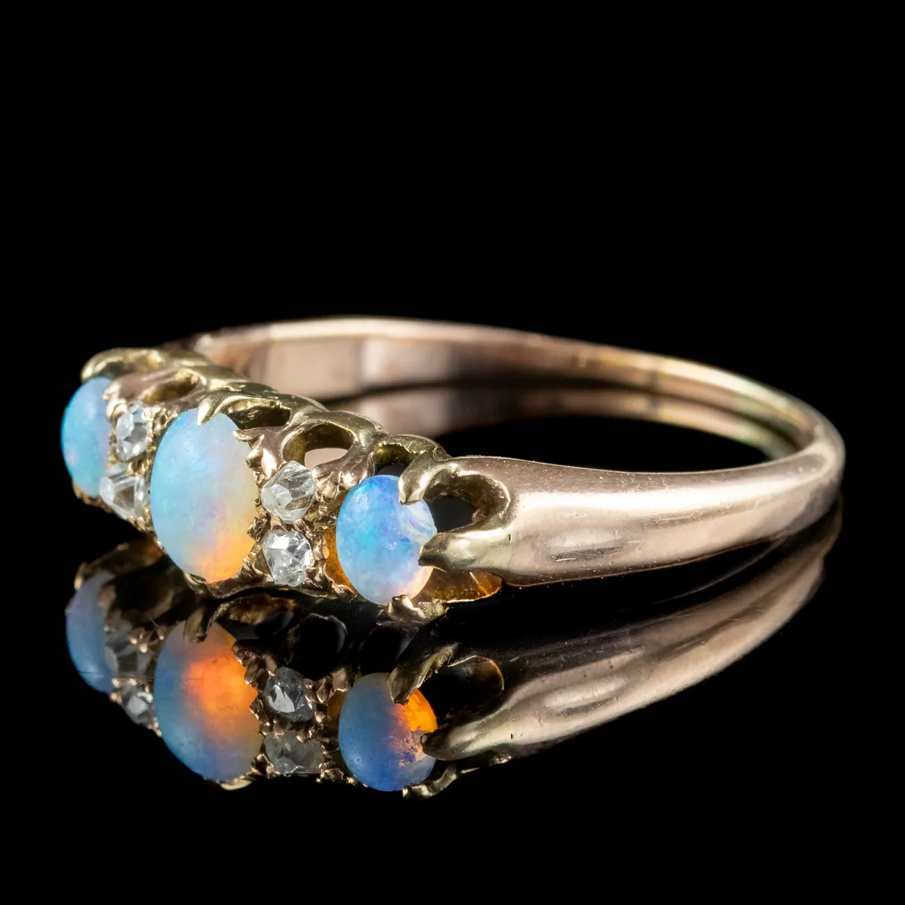 Antique Victorian Opal Diamond Ring 0.45ct Opal