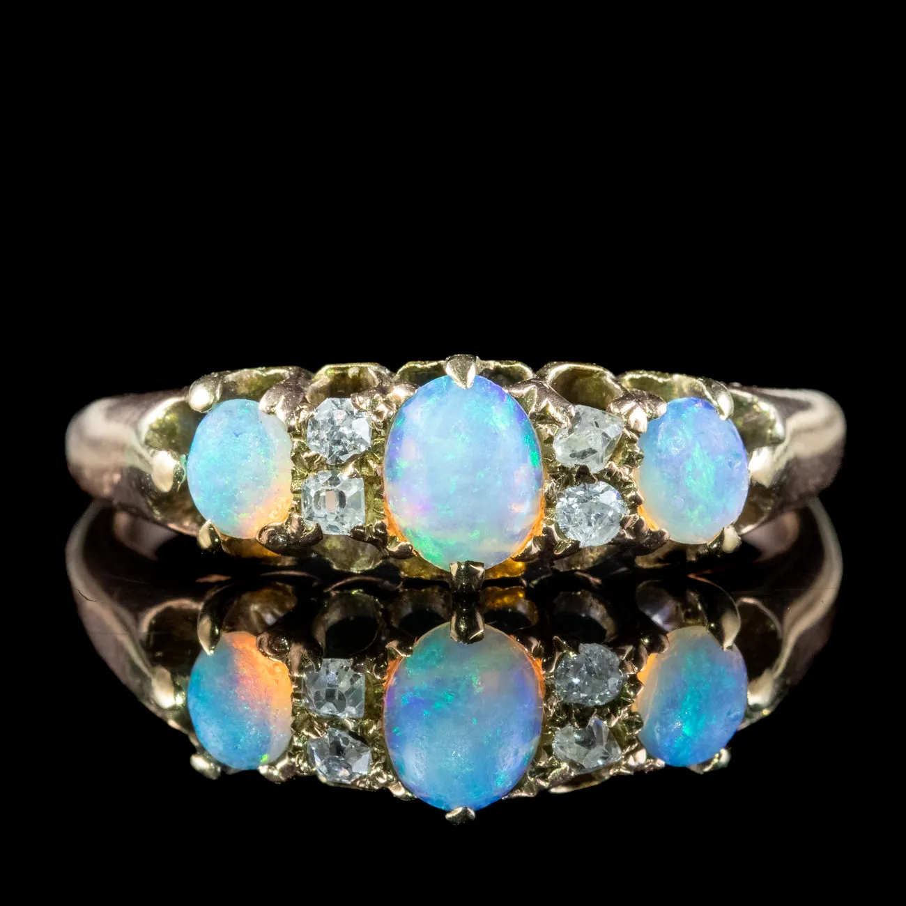 Antique Victorian Opal Diamond Ring 0.45ct Opal