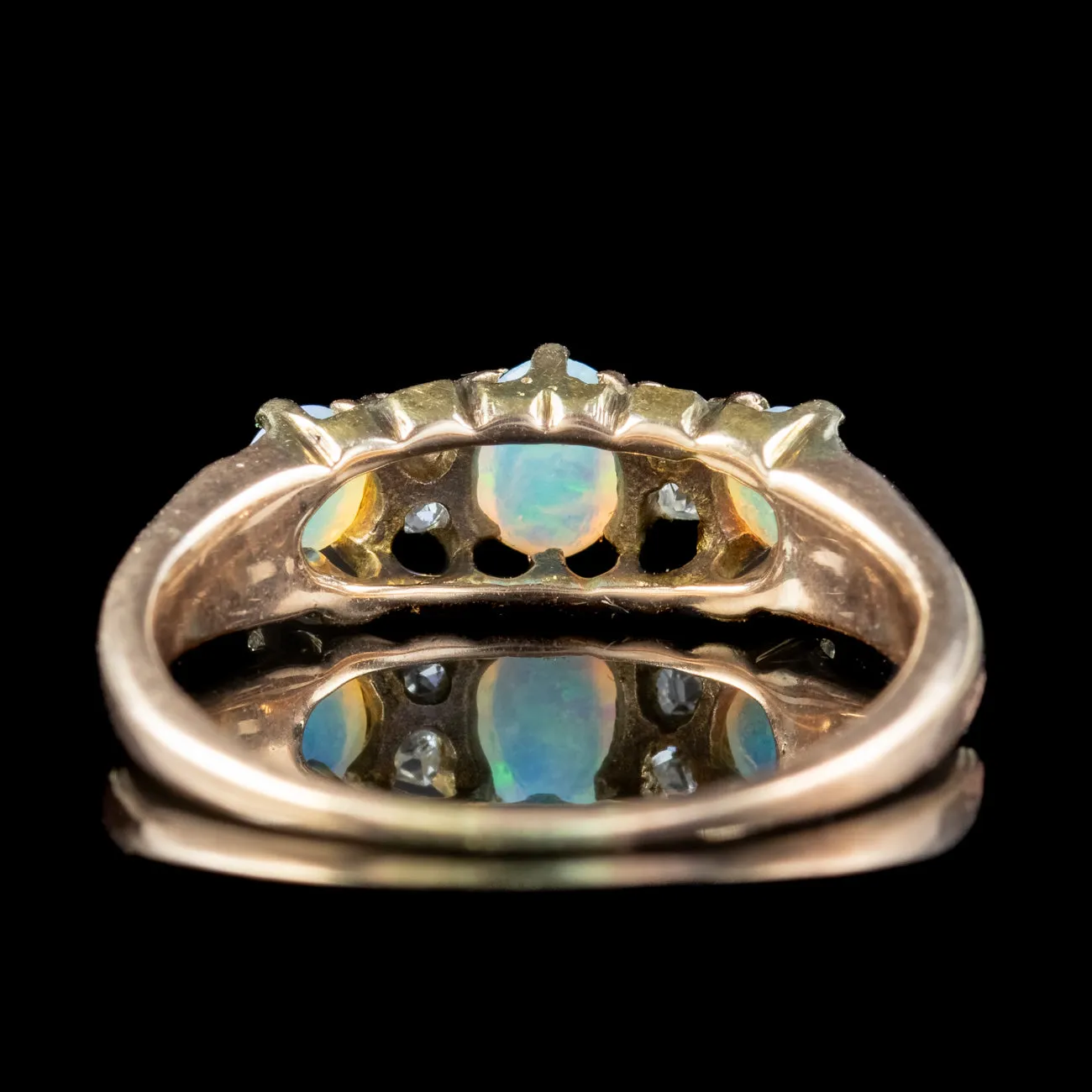 Antique Victorian Opal Diamond Ring 0.45ct Opal