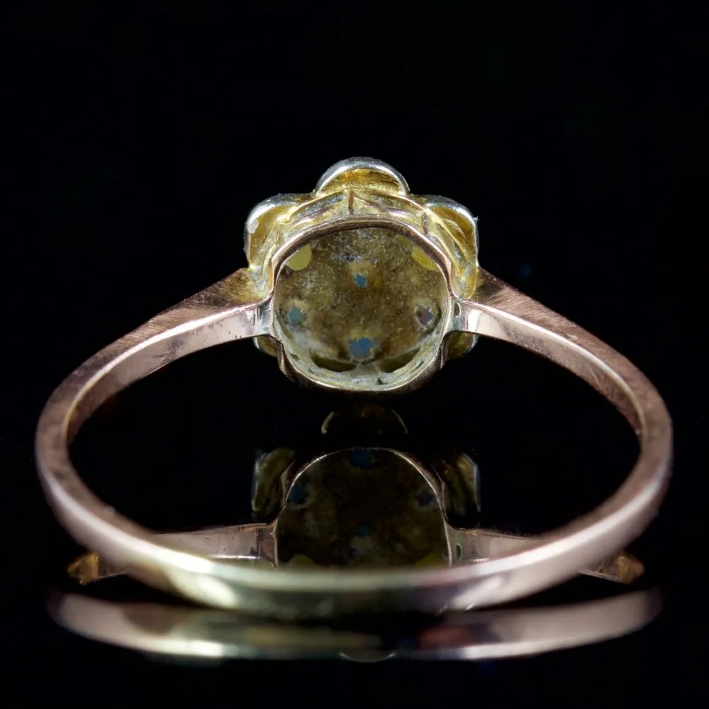 Antique Victorian Opal Flower Ring 9Ct Gold Circa 1900