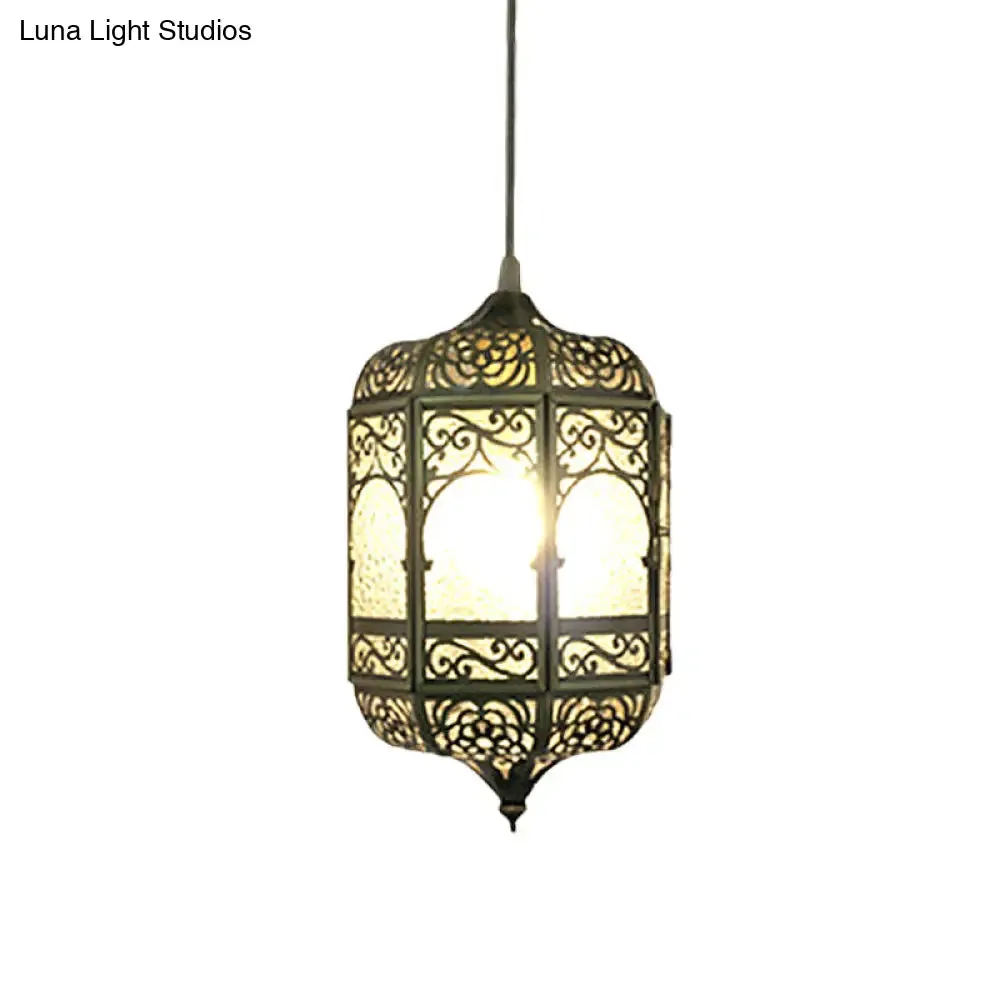 Antiqued Brass Barrel Pendant Light with 1 Bulb - Stylish Ceiling Fixture for Corridor