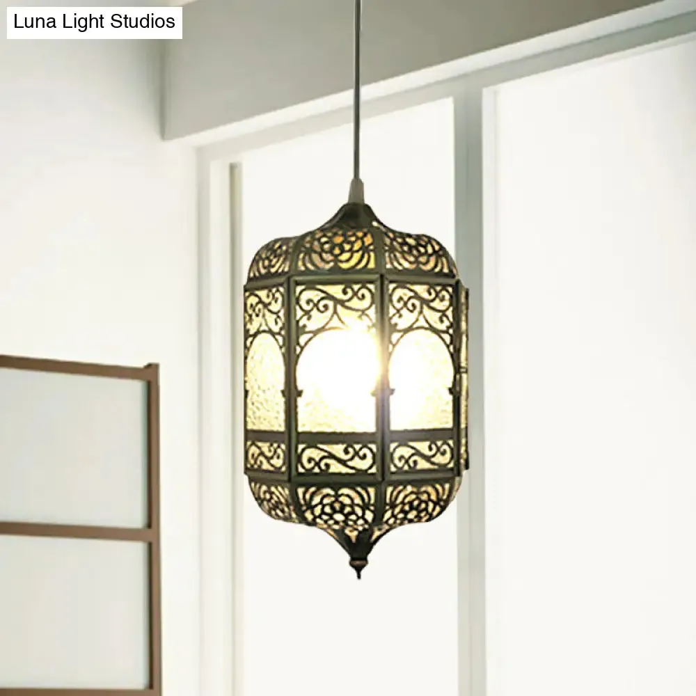 Antiqued Brass Barrel Pendant Light with 1 Bulb - Stylish Ceiling Fixture for Corridor