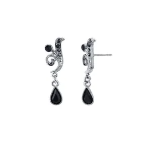 Antiquities Couture Black And Hematite Color Crystal Vine Drop Earrings