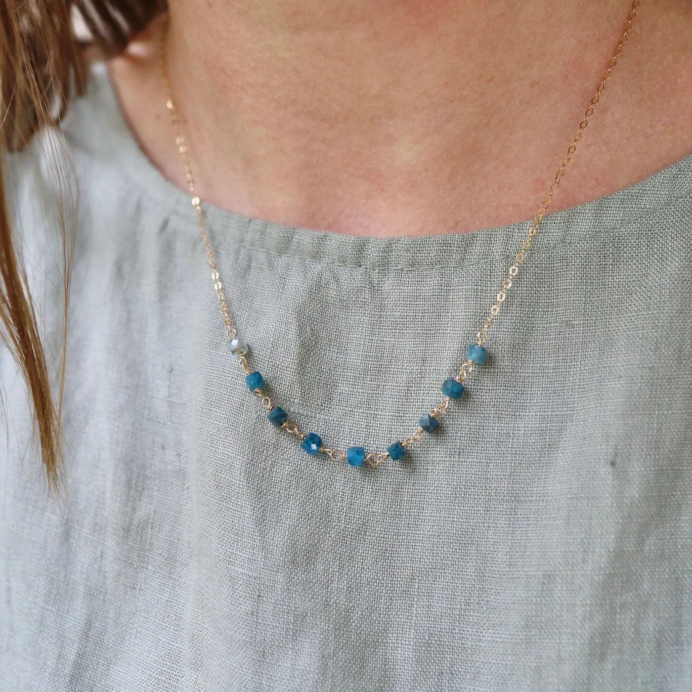 Apatite Handmade Bead Chain Necklace