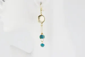 Aqua Drops on Gold Earrings