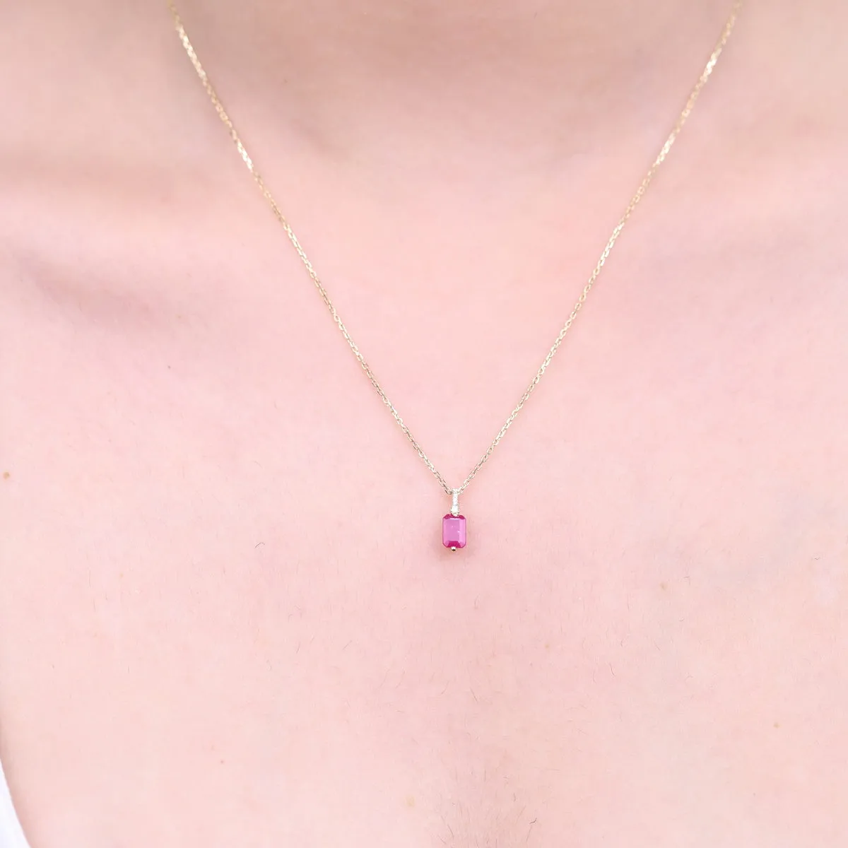 Aria 10K Yellow Gold Emerald-Cut Mozambique Ruby Pendant