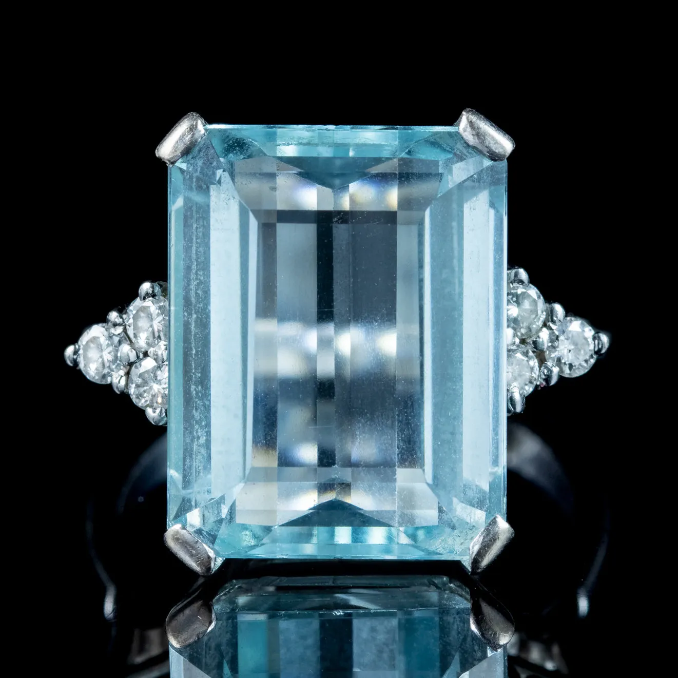 Art Deco Aquamarine Diamond Cocktail Ring 12ct Aqua