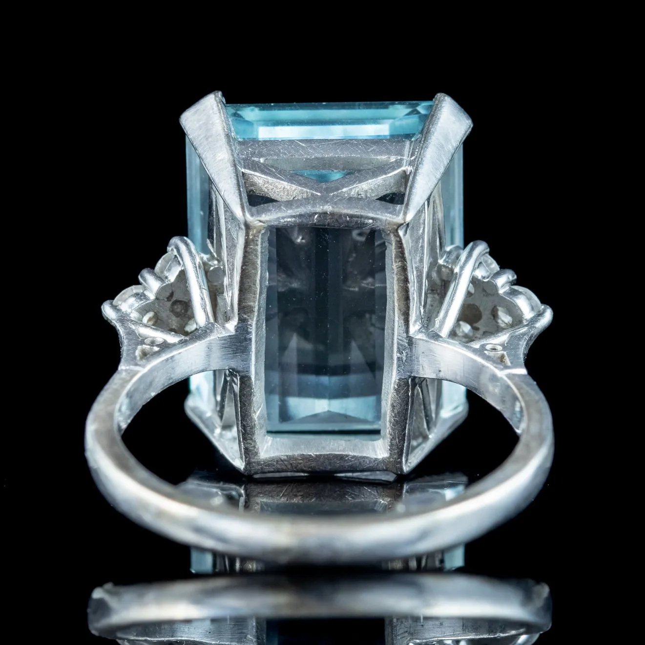 Art Deco Aquamarine Diamond Cocktail Ring 12ct Aqua