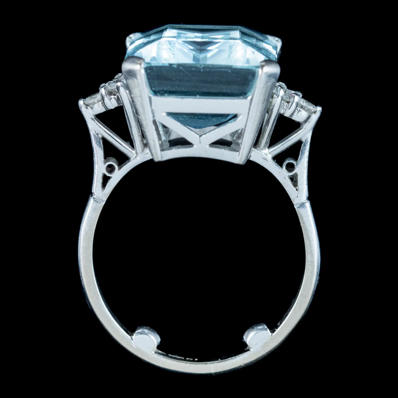 Art Deco Aquamarine Diamond Cocktail Ring 12ct Aqua