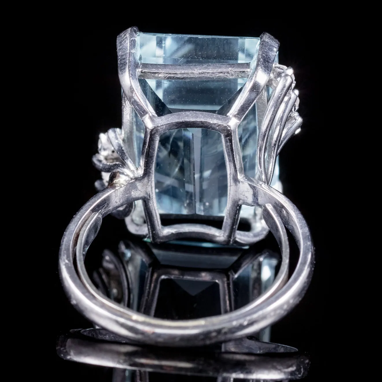 Art Deco Aquamarine Diamond Ring 25Ct Aqua Platinum Circa 1920