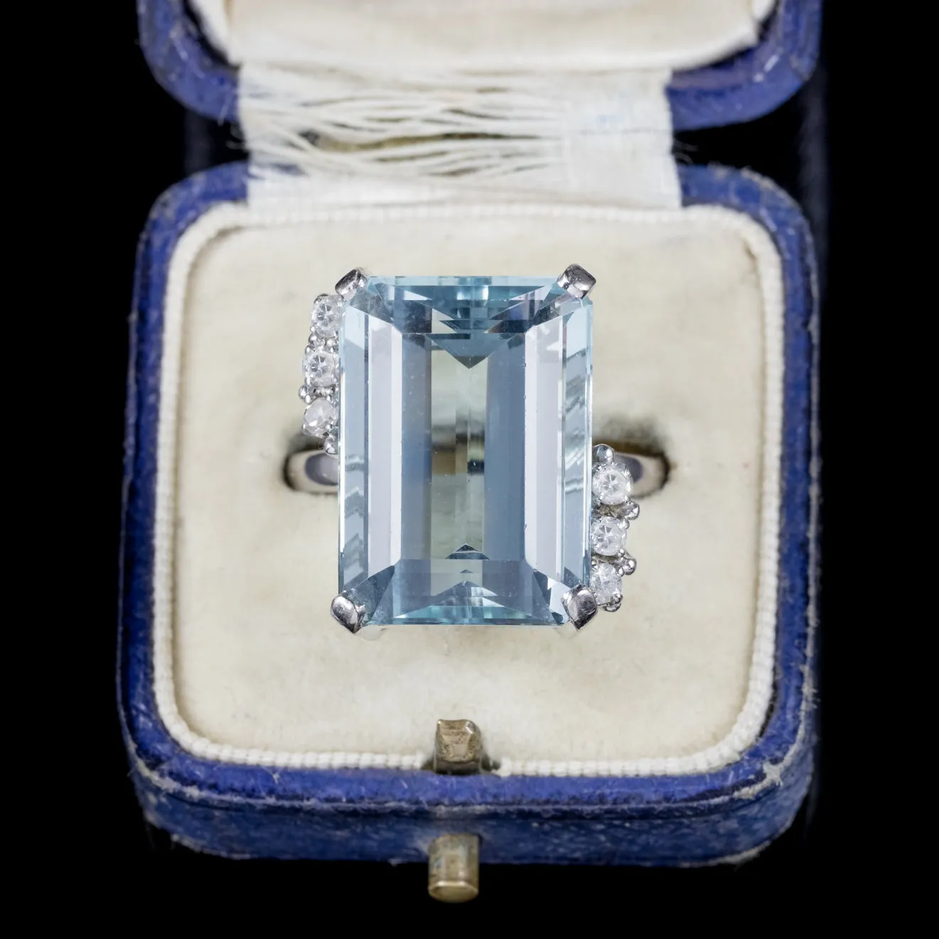 Art Deco Aquamarine Diamond Ring 25Ct Aqua Platinum Circa 1920