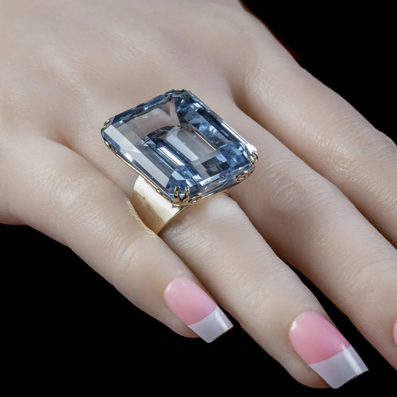 Art Deco Blue Topaz Cocktail Ring 89ct Topaz Circa 1920