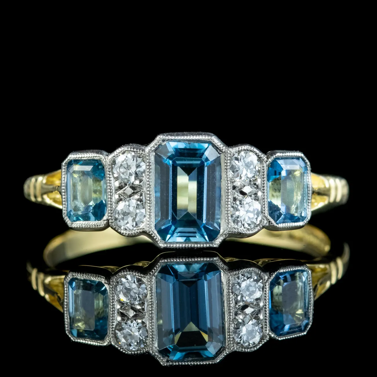 Art Deco Style Aquamarine Diamond Ring 0.85ct Aqua