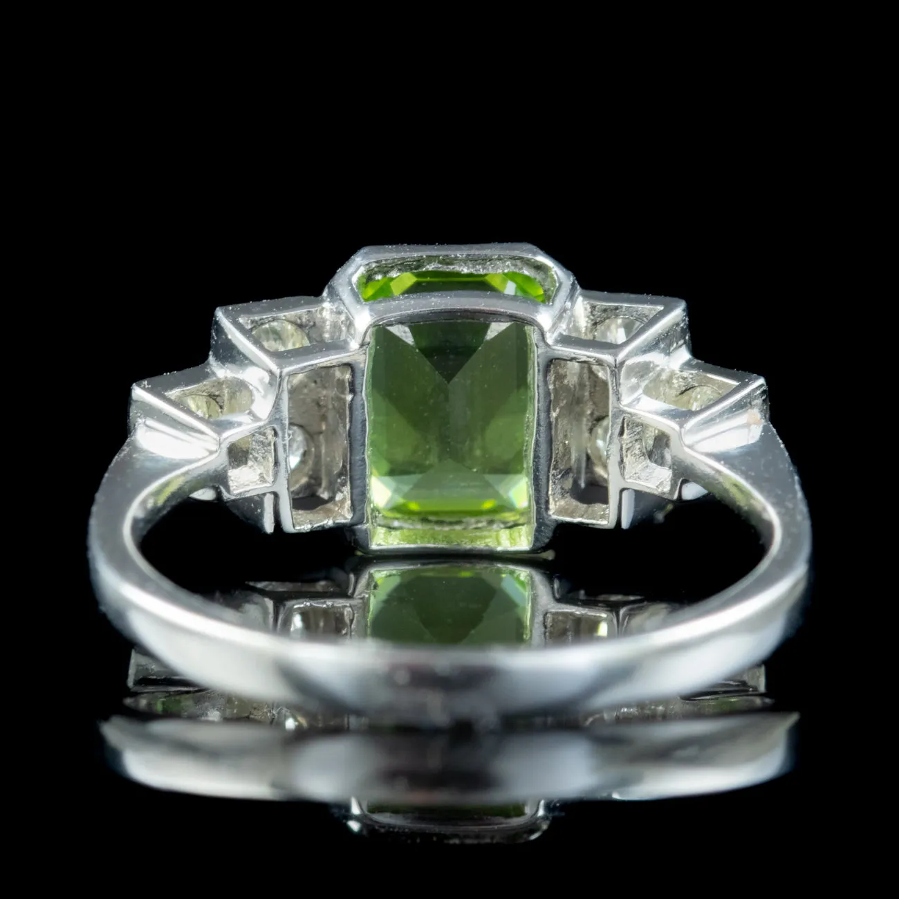 Art Deco Style Peridot Diamond Ring 1.5ct Peridot