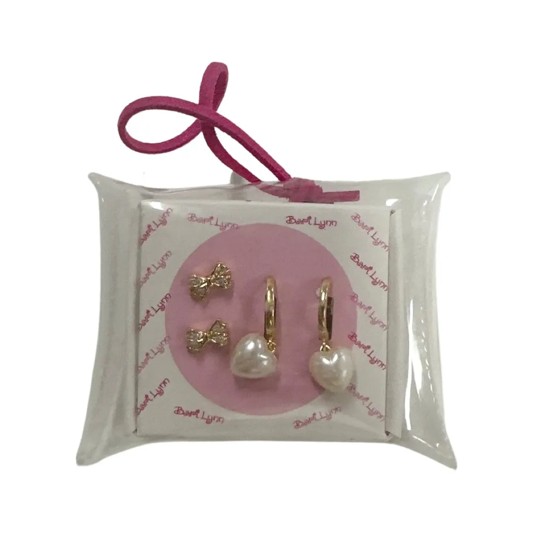 Bari Lynn Earring Set - Pearl Heart   Bow