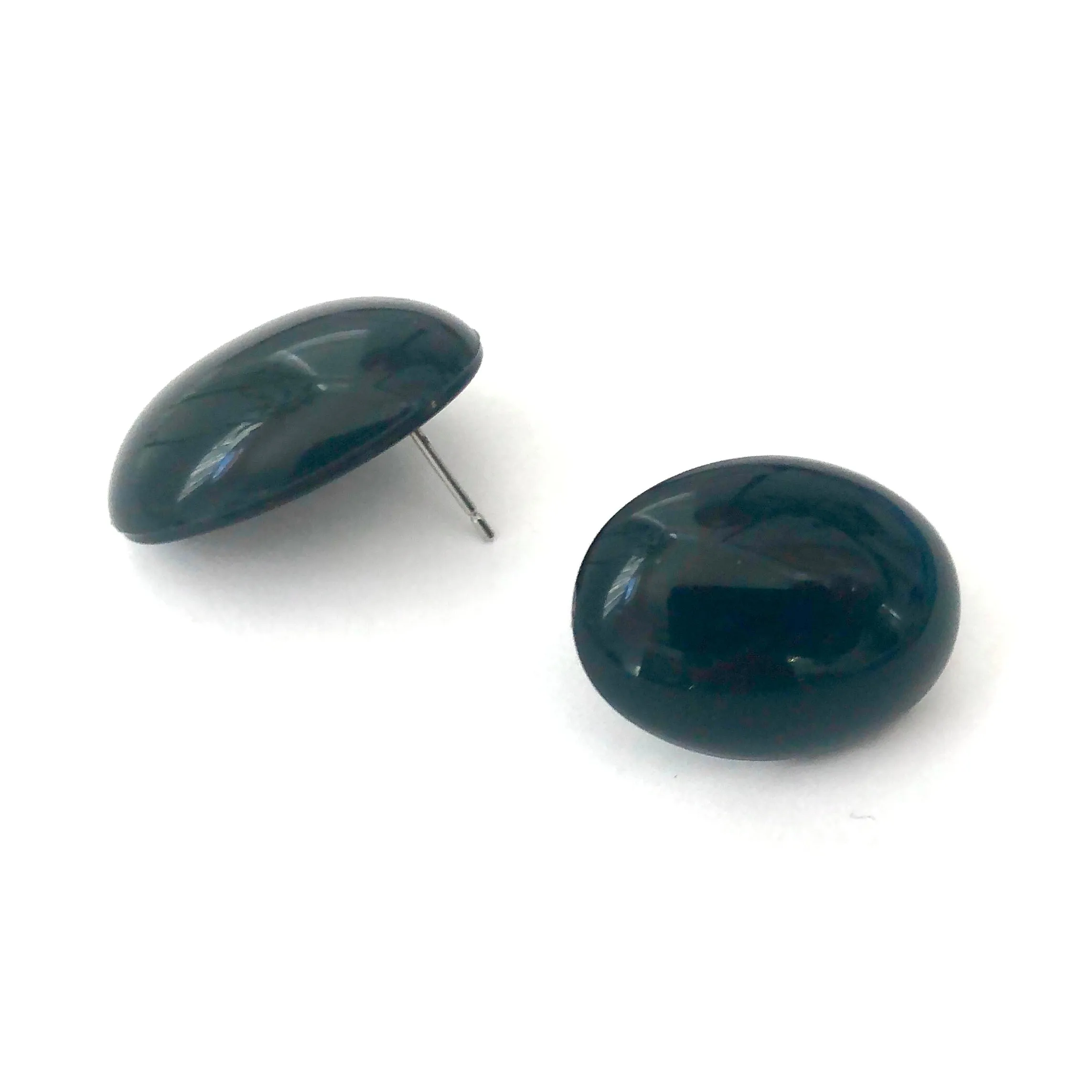 Black Shiny Oval Lucite Stud Earrings